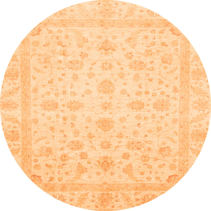 Round Oriental Orange Traditional Rug, abs3784org