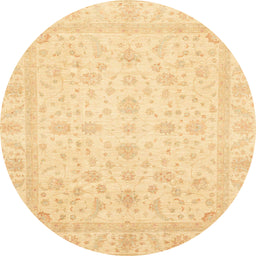Round Machine Washable Abstract Mustard Yellow Rug, wshabs3784