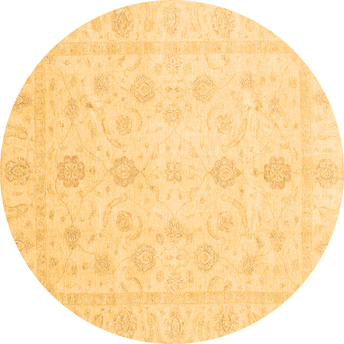 Round Oriental Brown Traditional Rug, abs3785brn