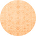 Round Oriental Orange Traditional Rug, abs3785org