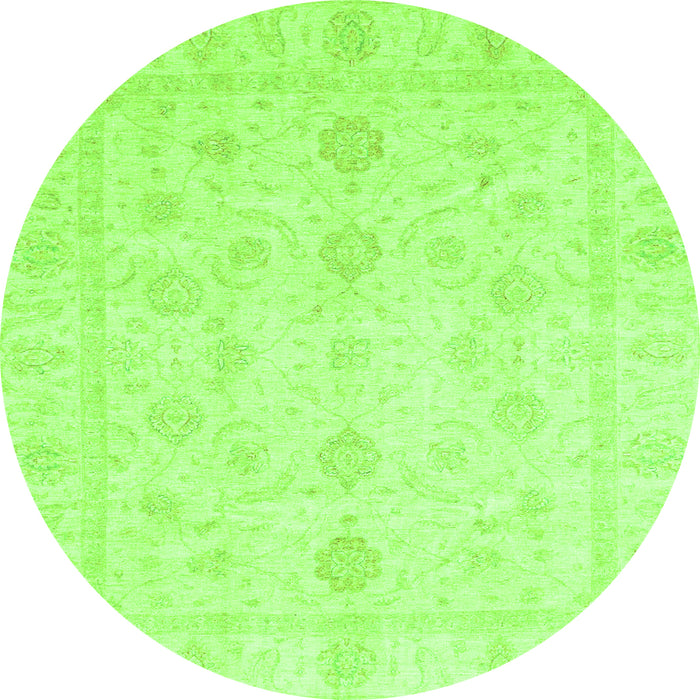 Round Machine Washable Oriental Green Traditional Area Rugs, wshabs3785grn