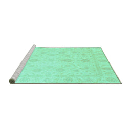 Sideview of Machine Washable Oriental Turquoise Traditional Area Rugs, wshabs3785turq