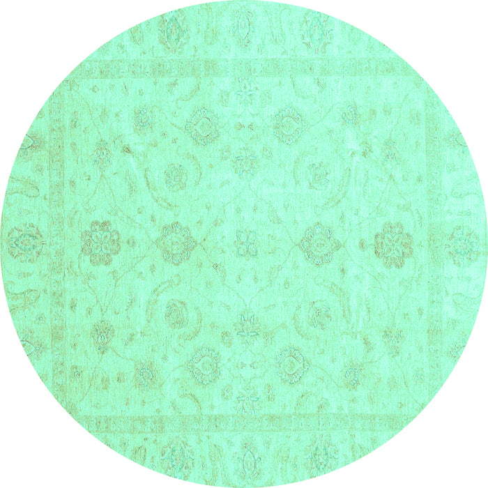Round Oriental Turquoise Traditional Rug, abs3785turq