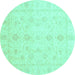 Round Oriental Turquoise Traditional Rug, abs3785turq