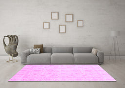 Machine Washable Oriental Purple Traditional Area Rugs in a Living Room, wshabs3785pur