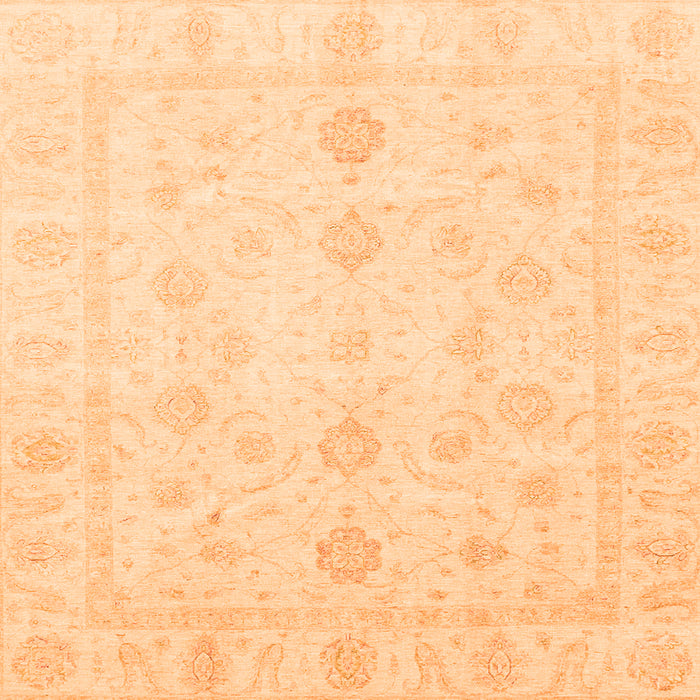Square Machine Washable Oriental Orange Traditional Area Rugs, wshabs3785org