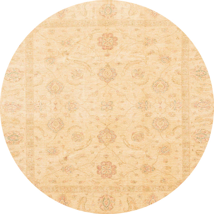 Round Machine Washable Abstract Chrome Gold Yellow Rug, wshabs3785