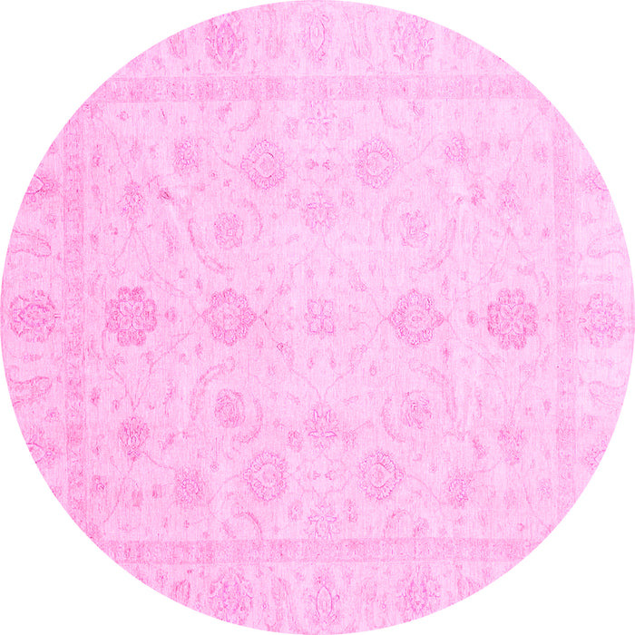 Round Oriental Pink Traditional Rug, abs3785pnk