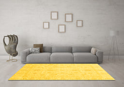 Machine Washable Oriental Yellow Traditional Rug in a Living Room, wshabs3785yw