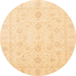 Round Abstract Chrome Gold Yellow Oriental Rug, abs3785