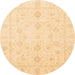 Round Abstract Chrome Gold Yellow Oriental Rug, abs3785