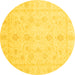 Round Oriental Yellow Traditional Rug, abs3785yw