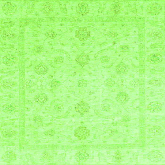 Square Machine Washable Oriental Green Traditional Area Rugs, wshabs3785grn