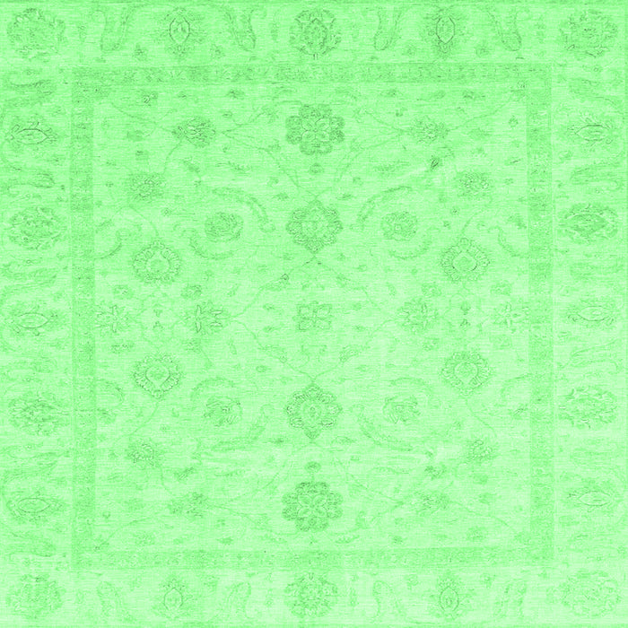 Square Machine Washable Oriental Emerald Green Traditional Area Rugs, wshabs3785emgrn