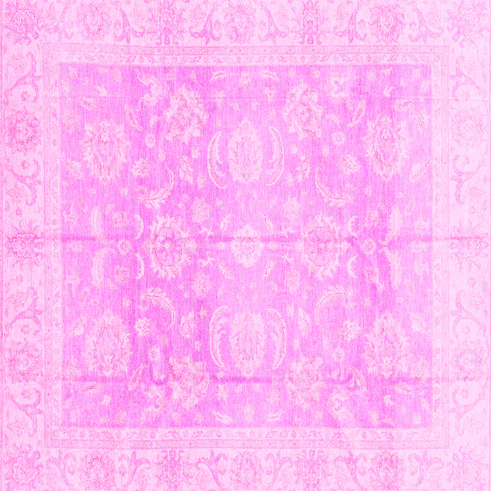 Square Machine Washable Oriental Pink Traditional Rug, wshabs3786pnk