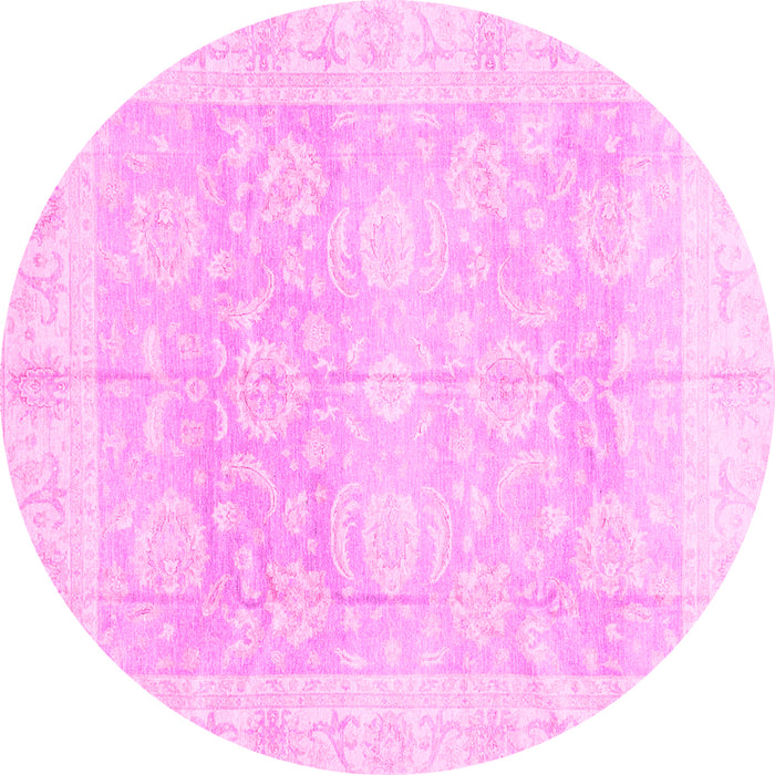 Round Oriental Pink Traditional Rug, abs3786pnk