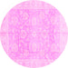 Round Oriental Pink Traditional Rug, abs3786pnk