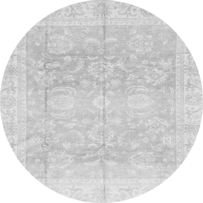 Round Machine Washable Oriental Gray Traditional Rug, wshabs3786gry