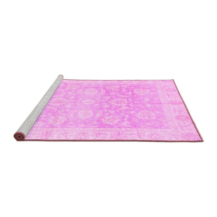 Sideview of Machine Washable Oriental Pink Traditional Rug, wshabs3786pnk