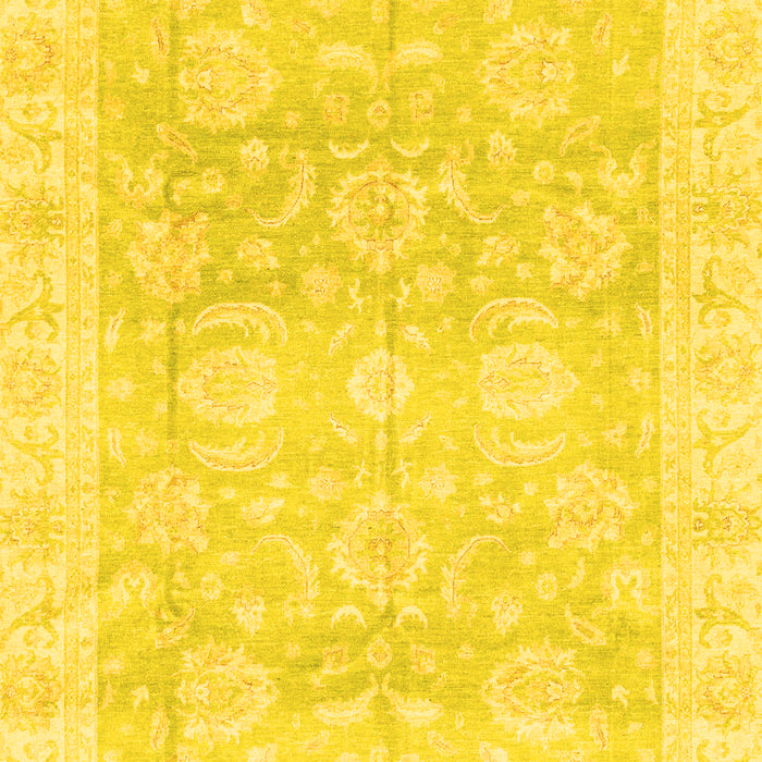 Machine Washable Oriental Yellow Traditional Rug, wshabs3786yw