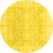 Round Oriental Yellow Traditional Rug, abs3786yw