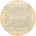 Round Abstract Khaki Gold Oriental Rug, abs3786