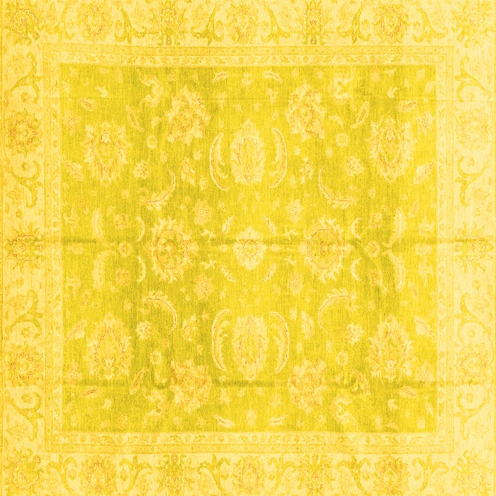 Square Machine Washable Oriental Yellow Traditional Rug, wshabs3786yw