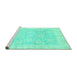 Sideview of Machine Washable Oriental Turquoise Traditional Area Rugs, wshabs3786turq