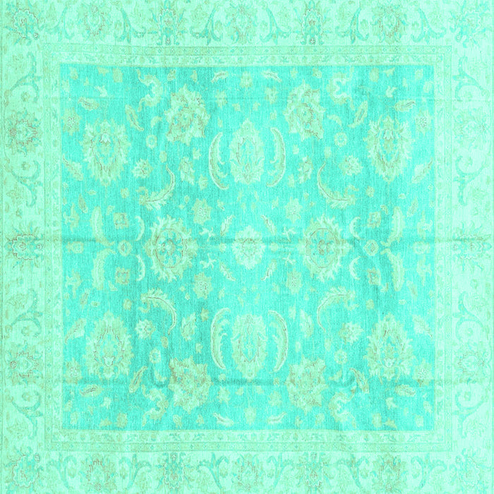Square Machine Washable Oriental Turquoise Traditional Area Rugs, wshabs3786turq