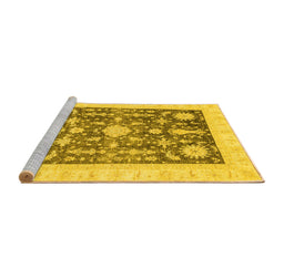 Sideview of Machine Washable Oriental Yellow Traditional Rug, wshabs3787yw