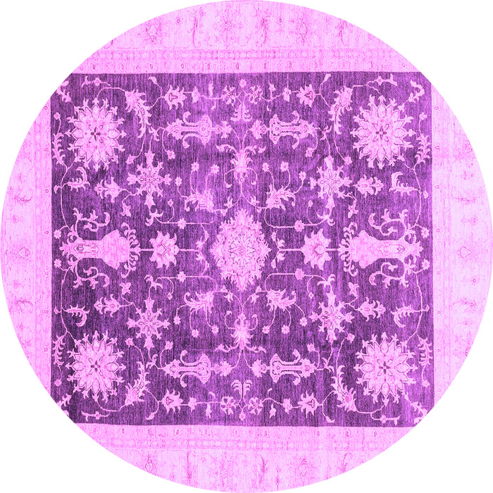 Round Machine Washable Oriental Purple Traditional Area Rugs, wshabs3787pur