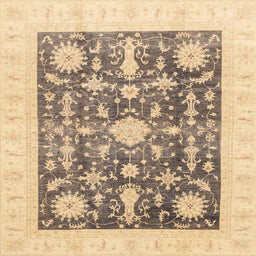 Square Machine Washable Abstract Dark Almond Brown Rug, wshabs3787