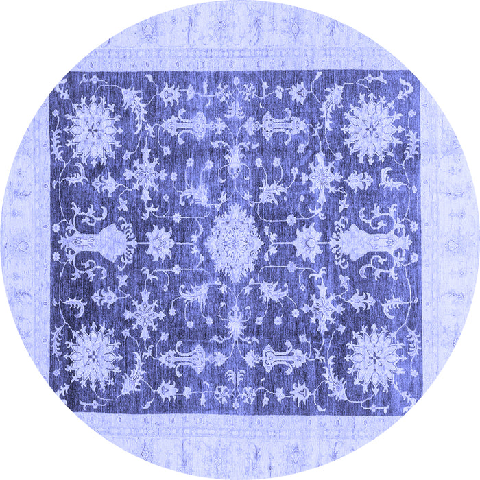 Round Oriental Blue Traditional Rug, abs3787blu