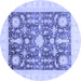 Round Oriental Blue Traditional Rug, abs3787blu