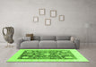 Machine Washable Oriental Green Traditional Area Rugs in a Living Room,, wshabs3787grn