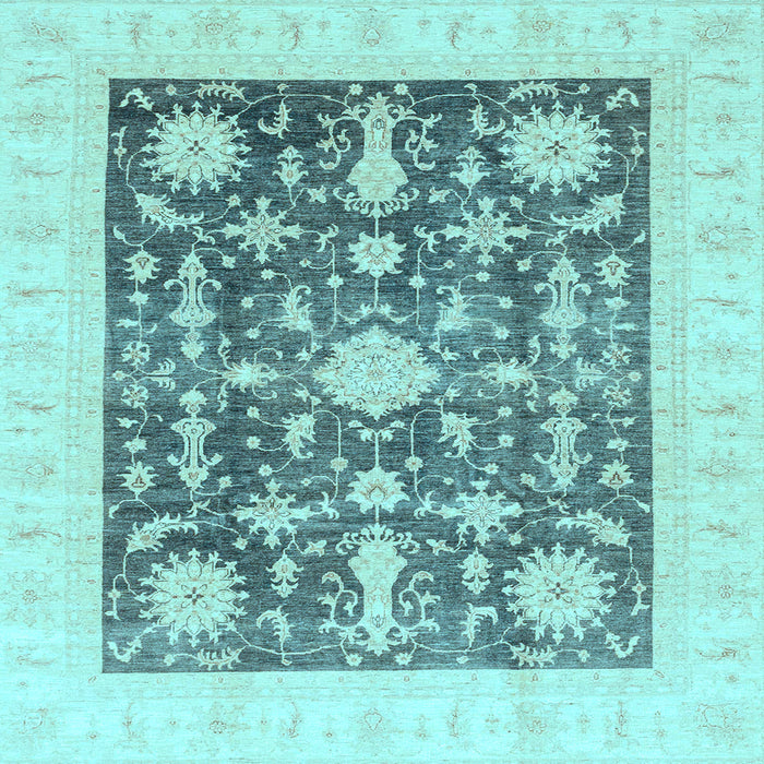 Square Machine Washable Oriental Light Blue Traditional Rug, wshabs3787lblu