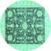 Round Oriental Turquoise Traditional Rug, abs3787turq