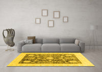 Machine Washable Oriental Yellow Traditional Rug, wshabs3787yw