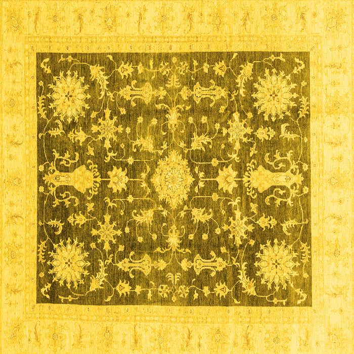 Square Machine Washable Oriental Yellow Traditional Rug, wshabs3787yw