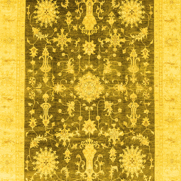 Machine Washable Oriental Yellow Traditional Rug, wshabs3787yw