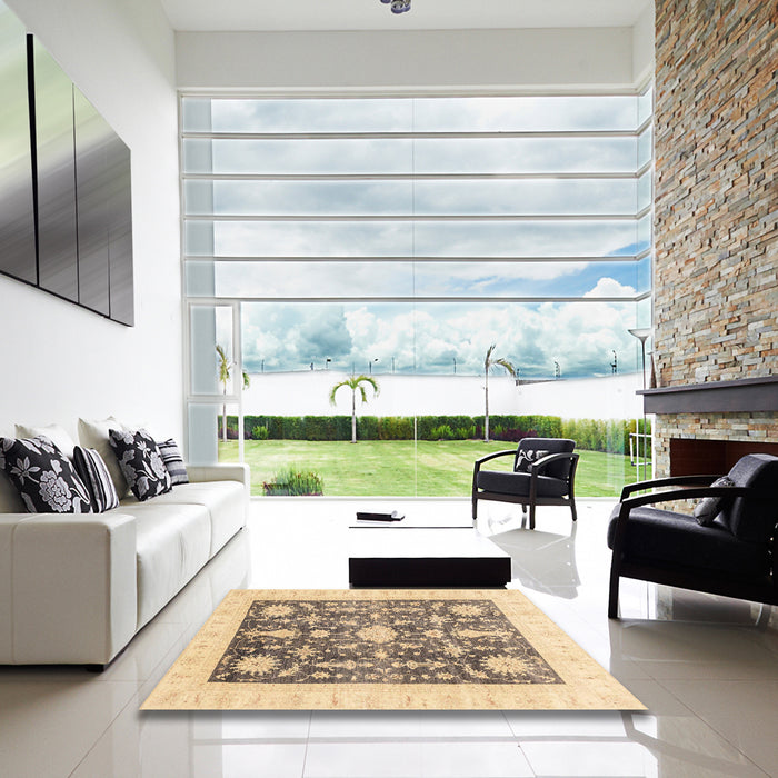 Square Machine Washable Abstract Dark Almond Brown Rug in a Living Room, wshabs3787