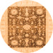 Round Oriental Orange Traditional Rug, abs3787org