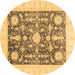 Round Oriental Brown Traditional Rug, abs3787brn