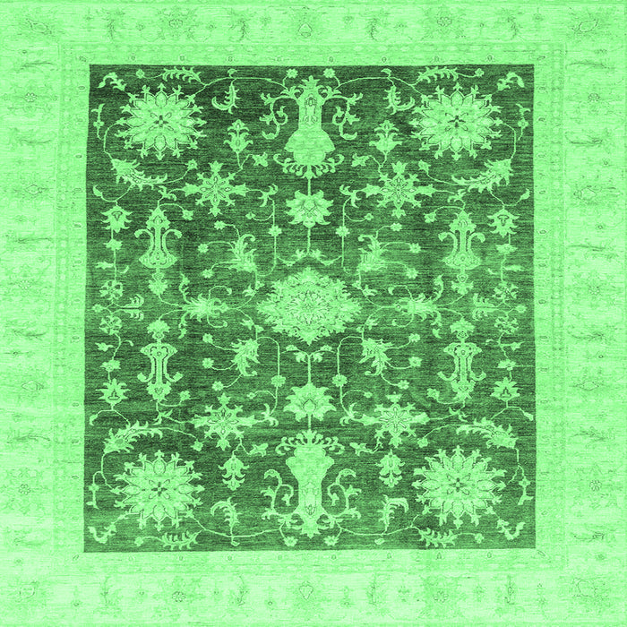 Square Oriental Emerald Green Traditional Rug, abs3787emgrn