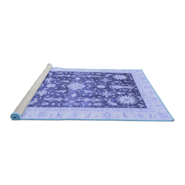 Sideview of Machine Washable Oriental Blue Traditional Rug, wshabs3787blu