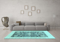 Machine Washable Oriental Light Blue Traditional Rug, wshabs3787lblu