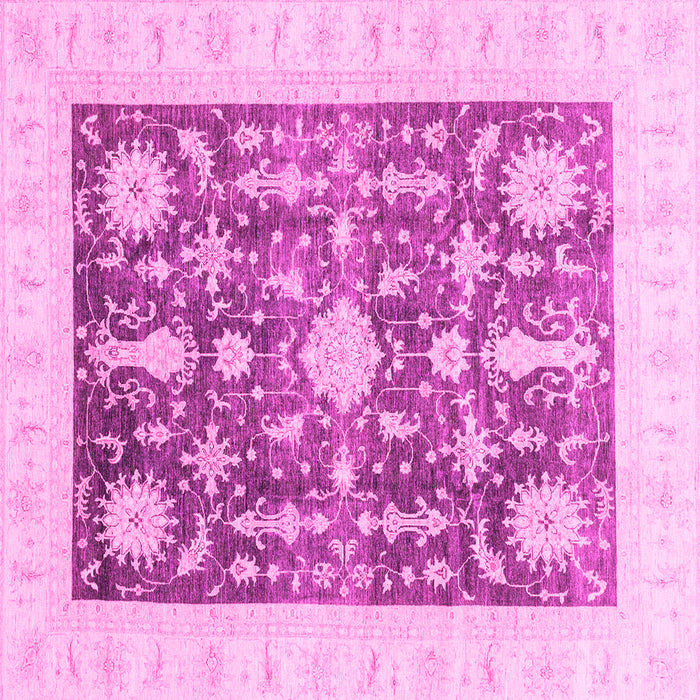 Square Machine Washable Oriental Pink Traditional Rug, wshabs3787pnk