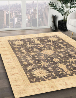 Machine Washable Abstract Dark Almond Brown Rug in a Family Room, wshabs3787