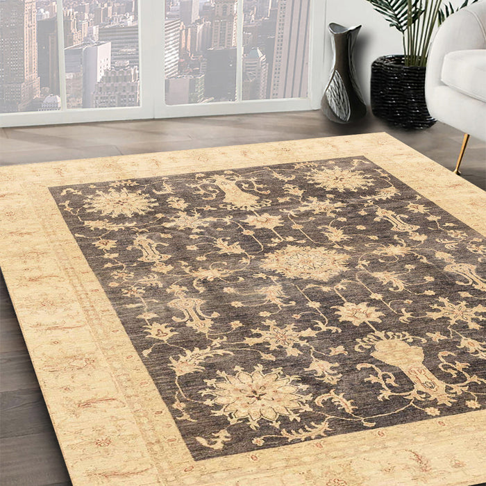 Machine Washable Abstract Dark Almond Brown Rug in a Family Room, wshabs3787