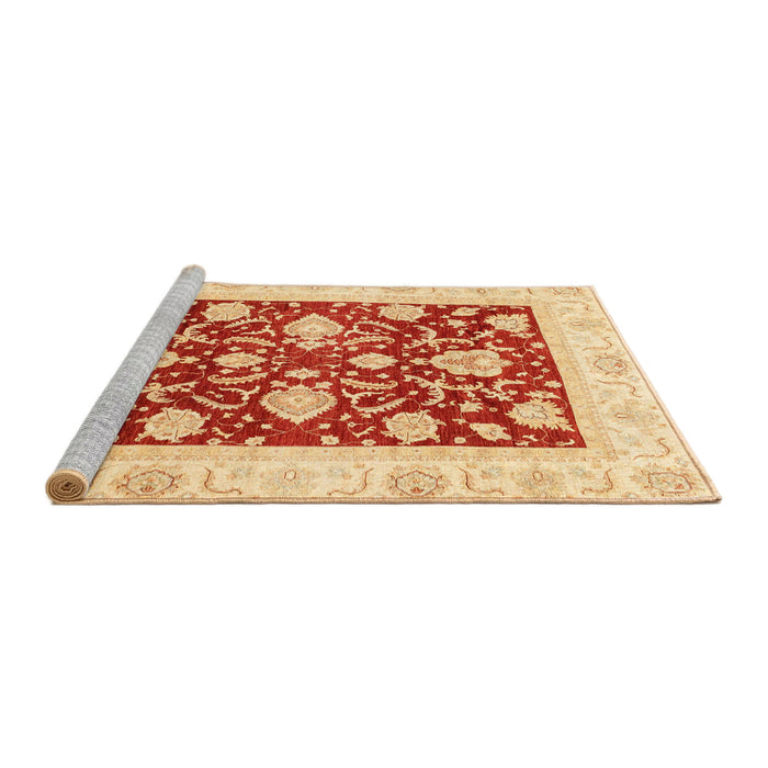 Sideview of Machine Washable Abstract Orange Red Rug, wshabs3788